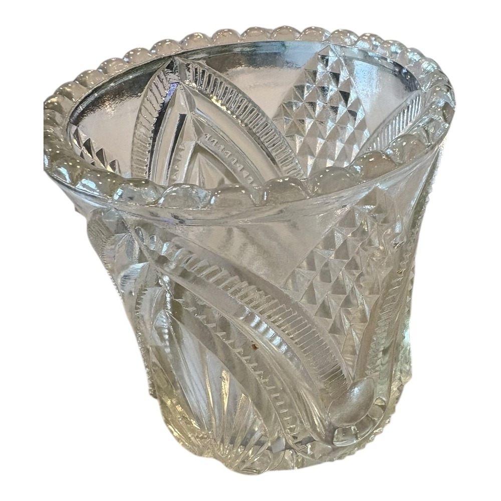 Vintage Pressed Glass Tumbler | EAPG Style with Starburst Base